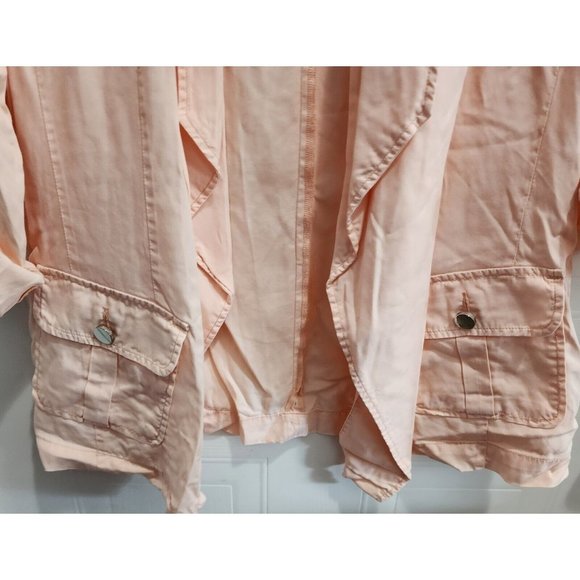 Chico's Women's Open Front Cardigan Jacket Roll Tab Sleeve Pink Lyocell Sz 1 (M) - Picture 5 of 13